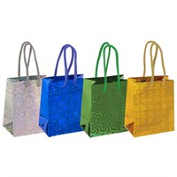 Пакет подарочный (1 штука) 11x6x15 см, ЗОЛОТАЯ СКАЗКА голография, ассорти 4 цвета, 606605 606605