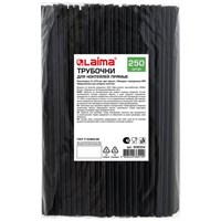 Трубочки для коктейлей прямые, пластиковые, 5 х 210 мм, черные, КОМПЛЕКТ 250 штук, LAIMA, 608354 608354