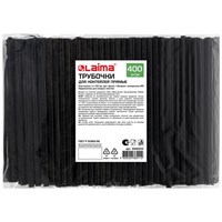 Трубочки для коктейлей прямые, пластиковые, 5 х 125 мм, черные, КОМПЛЕКТ 400 штук, LAIMA, 608353 608353