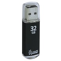 Флеш-диск 32 GB, SMARTBUY V-Cut, USB 2.0, металлический корпус, черный, SB32GBVC-K 512186