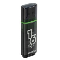 Флеш-диск 16 GB, SMARTBUY Glossy, USB 2.0, черный, SB16GBGS-K 512190