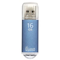 Флеш-диск 16 GB, SMARTBUY V-Cut, USB 2.0, металлический корпус, синий, SB16GBVC-B 512195