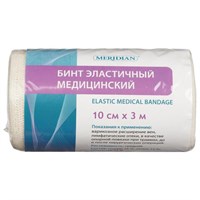 Бинт медицинский эластичный 3 м х 10 см с 2 застежками MERIDIAN 631120