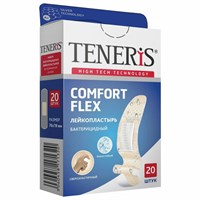 Набор пластырей 20 шт. TENERIS COMFORT FLEX суперэластичный, на полимерной основе, коробка с европодвесом, 0208-002 630286