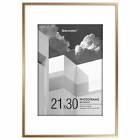 Рамка 21х30 см с паспарту 15х21 см небьющаяся, багет 5 мм, пластик, BRAUBERG 