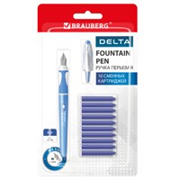 Ручка перьевая с 10 сменными картриджами BRAUBERG 
