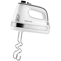 Миксер BRAYER BR1301, 250 Вт, 5 скоростей, 2 венчика, 2 крюка для теста, белый 456088