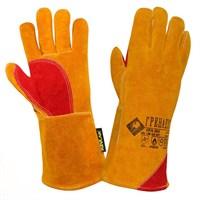 Краги сварщика спилковые ГРЕНАДЕР, усиленные, утепленные, размер 10,5 (XL), пятипалые, желтые, КРА009 608541