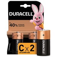 Батарейки КОМПЛЕКТ 2 шт., DURACELL Basic ОРИГИНАЛ, С (LR14, 14А), алкалиновые, блистер 450428