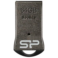 Флеш-диск 64 GB, SILICON POWER Touch T01, USB 2.0, металлический корпус, черный, SP64GBUF2T01V1K 512527