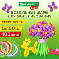 Шары воздушные для моделирования 5х150 см, 100 штук, ассорти, BRAUBERG KIDS, 591877 591877