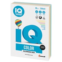 Бумага цветная IQ color, А4, 80 г/м2, 250 л., (5 цветов x 50 листов), микс пастель, RB01 110692