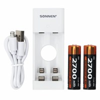 Зарядное устройство с аккумуляторами 2 шт. AA (HR6), 2700 mAh, SONNEN BC2, в блистере, 454239 454239