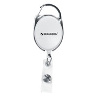 Держатель-рулетка для бейджей 70 см, петелька, карабин, белый, в блистере, BRAUBERG, 238238 238238
