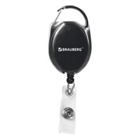 Держатель-рулетка для бейджей 70 см, петелька, карабин, черный, в блистере, BRAUBERG, 238237 238237