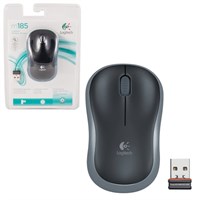 Мышь беспроводная LOGITECH M185, 2 кнопки + 1 колесо-кнопка, оптическая, черно-серая, 910-002238 511453