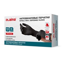 Перчатки одноразовые нитровиниловые черные, 50 пар (100 штук), размер M (средние), LAIMA, 608061 608061