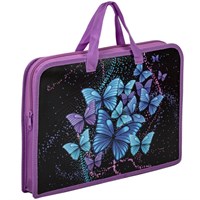 Папка на молнии с ручками ЮНЛАНДИЯ А4, 1 отделение, пластик, ширина 40 мм, 