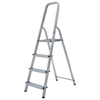 Стремянка алюминиевая 4 ступени, высота площадки 0,82м, дуга безопасности 0,6м, площадка 26х26см, до 150кг, вес 3,5кг, НОВАЯ ВЫСОТА, 1110104 609080