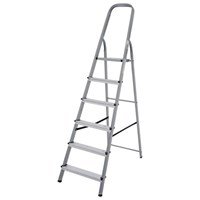 Стремянка сталь / алюминий 6 ступени, высота площадки 1,25м, дуга 0,6м, площадка 26х26см, нагрузка 150кг, вес 7кг НОВАЯ ВЫСОТА, 1130106 609085