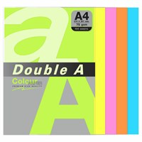 Бумага цветная DOUBLE A, А4, 75 г/м2, 100 л., 5 цветов x 20 л., микс неон 115134