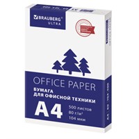 Бумага офисная А4, 80 г/м2, 500 л., марка С, белизна 146% (CIE), BRAUBERG ULTRA, 116407 116407