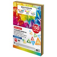 Бумага цветная 15 цветов BRAUBERG MULTICOLOR А4, 80 г/м2, 150 л. (15 цветов x 10 листов), 116648 116648