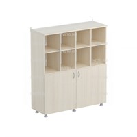 Шкаф для учебных пособий (верхняя часть без дверок - 8 ячеек, нижняя часть с дверками - 8 ячеек) ШУ7.01