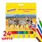Карандаши цветные ЮНЛАНДИЯ "МИР ЖИВОТНЫХ", 24 цвета, шестигранные, грифель 3 мм, натуральное дерево, 181385 181385
