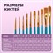 Кисти синтетика BRAUBERG, НАБОР 10 шт., синие (Круглые; Овальные; Плоские; Лайнеры), 201030 201030 - фото 49219661