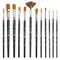 Кисти художественные набор 12 шт., в черной скрутке, синтетика, BRAUBERG ART CLASSIC, № 1-14 + веерная, 200968 200968