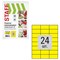 Этикетка самоклеящаяся 70х37,1 мм, 24 этикетки, желтая, 80 г/м2, 50 листов, STAFF, 115184 115184
