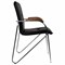 Кресло для приемных и переговорных "Samba", деревянные накладки, хромированный каркас, кожзам черный 530570