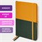 Блокнот А5 (148х218 мм), BRAUBERG "DUO" под кожу с резинкой, 80 л., клетка, оранжевый/зеленый, 113435 113435