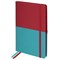 Блокнот А5 (148х218 мм), BRAUBERG "DUO", под кожу с резинкой 80 л., клетка, красный/бирюзовый, 113431 113431