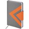Ежедневник недатированный А5 138x213 мм BRAUBERG "Waves" под кожу, застежка 160 л., серый/оранжевый, 111877 111877