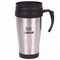 Автокружка 400 мл, термостакан с ручкой, винтовая крышка-клапан, пластик/сталь, серебро, LAIMA, 605126 605126