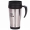 Автокружка 400 мл, термостакан с ручкой, винтовая крышка-клапан, пластик/сталь, серебро, LAIMA, 605126 605126