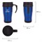 Автокружка 400 мл, термостакан с ручкой, винтовая крышка-клапан, пластик/сталь, синяя, LAIMA, 605128. 605128