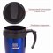 Автокружка 400 мл, термостакан с ручкой, винтовая крышка-клапан, пластик/сталь, синяя, LAIMA, 605128. 605128