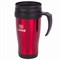 Автокружка 400 мл, термостакан с ручкой, винтовая крышка-клапан, пластик/сталь, красная, LAIMA, 605127 605127