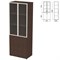 Шкаф закрытый со стеклом в алюминиевой рамке "Приоритет" 720х438х2000 мм, 4 полки, венге (КОМПЛЕКТ) 982184