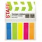 Закладки клейкие неоновые STAFF, 45х12 мм, 100 штук (5 цветов х 20 листов), на пластиковом основании, 129355 129355